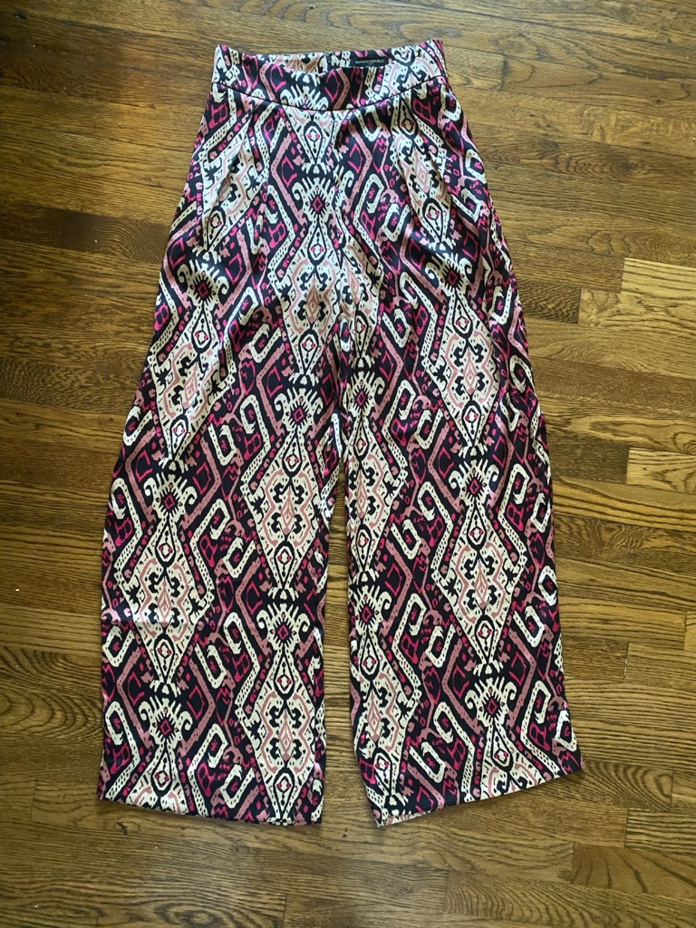 Banana Republic Pink & Black Wide-Leg Palazzo Pants